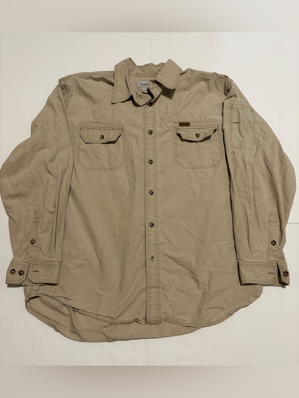 Carhartt XL Khaki Ripstop Utility Button Up Shirt